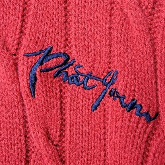 Phat Farm New York Vintage 90s Y2K Red Cable Knit Pullover Sweater Size XXL - Picture 3 of 7